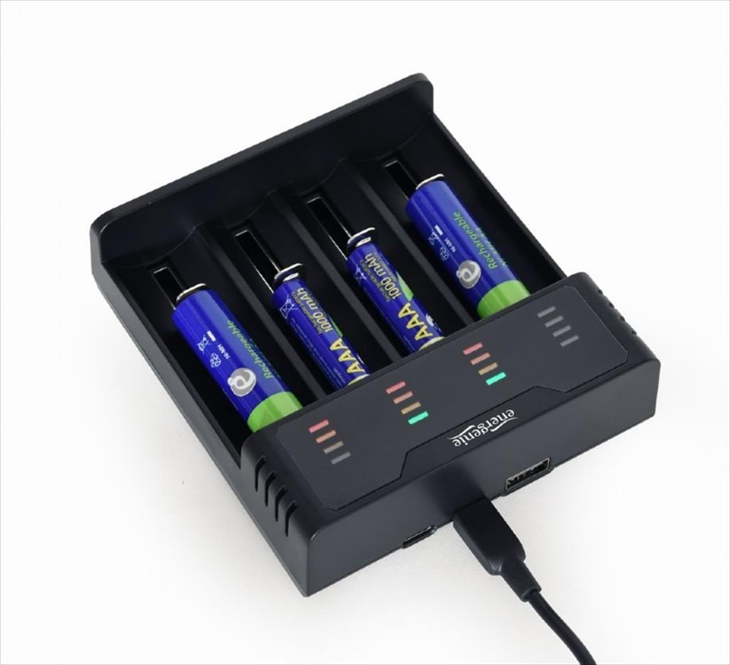 Battery CHARGER FAST ENERGENIE, 4x AA/AAA, BLACK,  Micro-USB + TYPE-C, BC-USB-02 - Image 4