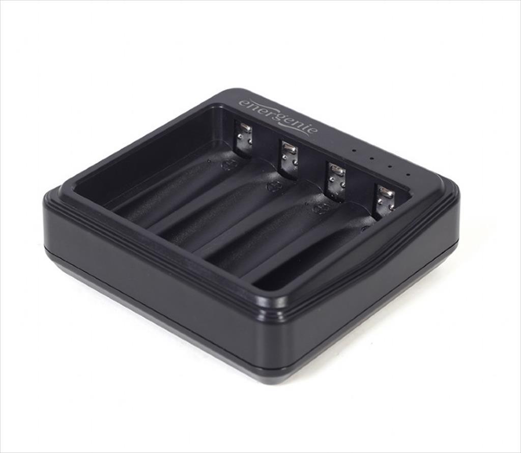 Battery CHARGER ENERGENIE, 4x AA/AAA, BLACK, TYPE-C, BC-USB-03