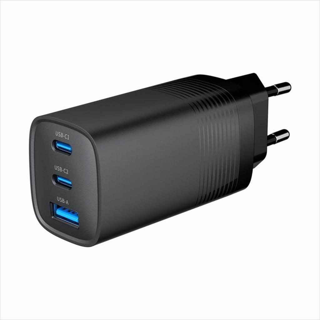 PHONE CHARGER GEMBIRD 3-PORT (USB-A/2xUSB-C) 67W, TA-UC-PDQC65-01-BK