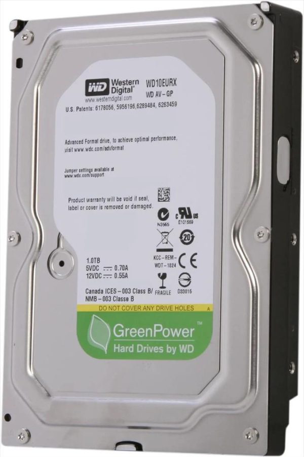Hdd 3,5" 1tb wd green av-gp intellipower 64mb sataiii wd10eurx/1