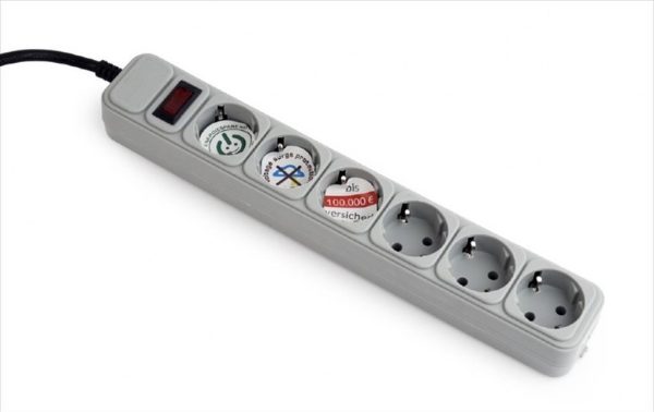 Cables extension gembird 1.8m 6xshuko surge protection, gray, spg6-b-6c