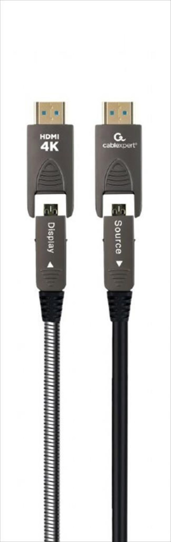 Cables monitor hdmi active optical (aoc) 4k (60hz) with ethernet cablexpert armored series m-m 10m, ccap-hdmidd-aoc-10m