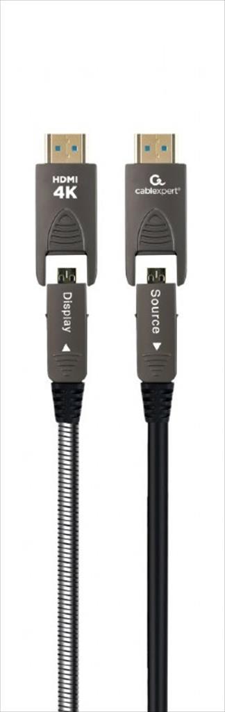 CABLES MONITOR HDMI Active Optical (AOC) 4K (60Hz) with Ethernet CABLEXPERT ARMORED SERIES M-M 10M, CCAP-HDMIDD-AOC-10M