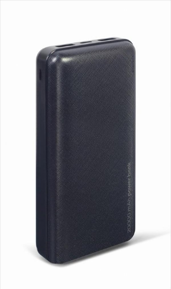 Power bank gembird 20000mah, input (type-c) /output( 2x usb-a, 1 x type-c), black, pb20-02