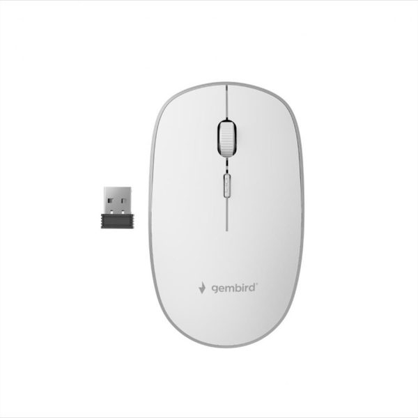 MOUSE WIRELESS USB GEMBIRD, nano receiver, white, MUSW-4B-01-W