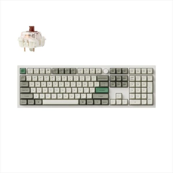 KEYBOARD MECHANICAL KEYCHRON Q6 MAX QMK/VIA RGB FULL SIZE Al. body, HS Gateron Jupiter BROWN Multi-Device (2.4Ghz & BT), Shell White,w/knob,Q6M-P3
