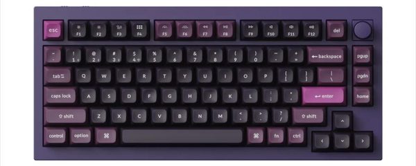 KEYBOARD MECHANICAL KEYCHRON Q1 MAX ALUMINIUM HS RGB LED 75% Gateron Jupiter RED switch,Multi-Device (Wired,2.4Ghz,BT), PURPLE, Q1M-V1