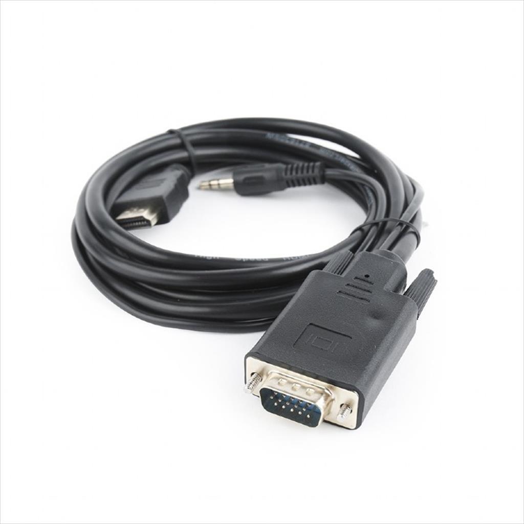 CABLES MONITOR HDMI to VGA & Audio 1.8m Black, CABLEXPERT, A-HDMI-VGA-03-6 - Image 3