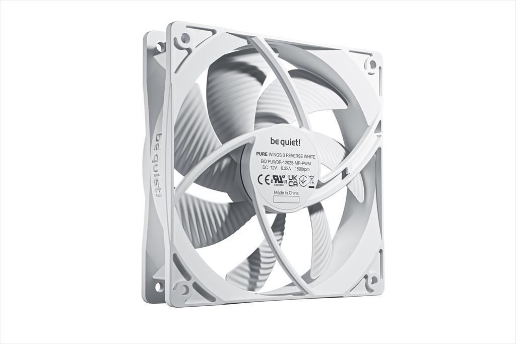 COOLERS CASE FAN 120mm BE QUIET! PURE WINGS 3 PWM Reverse 1500rpm, 3-Pack,White BL136 - Image 2