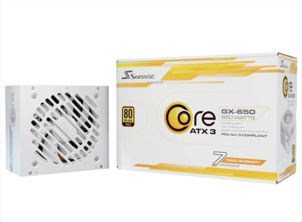 Psu 650w seasonic core gx-650-v2 atx3.1 w/pcie 5.1 80+ gold , fully modular, white, 1c265gwrt3a12x