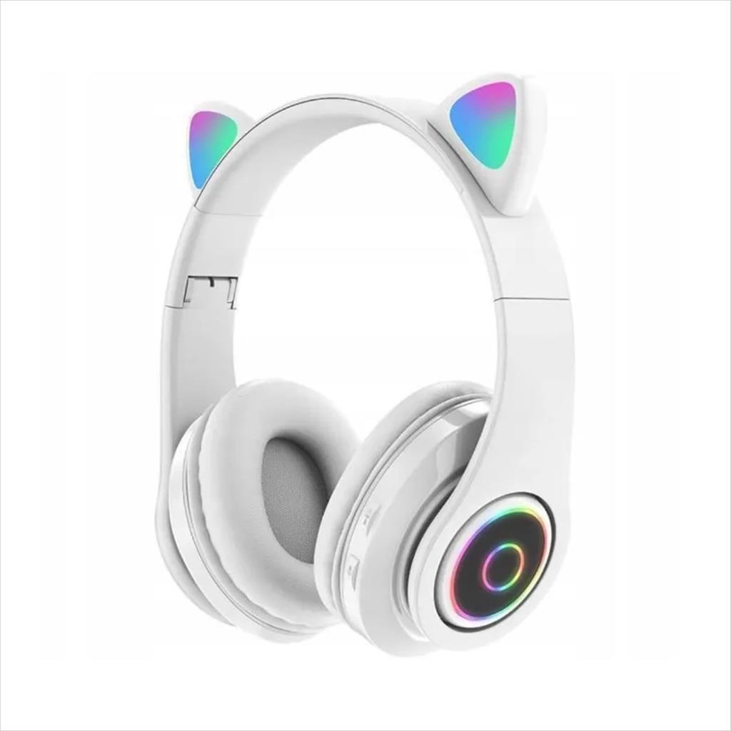 HEADPHONES WIRED EXTRALINK KIDS CAT-EAR PRO, WHITE, FOLDABLE, RGB