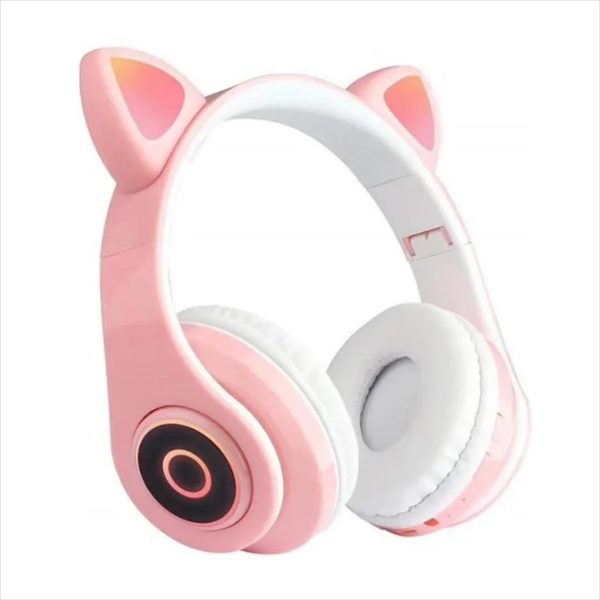 HEADPHONES WIRED EXTRALINK KIDS CAT-EAR PRO, PINK, FOLDABLE, RGB