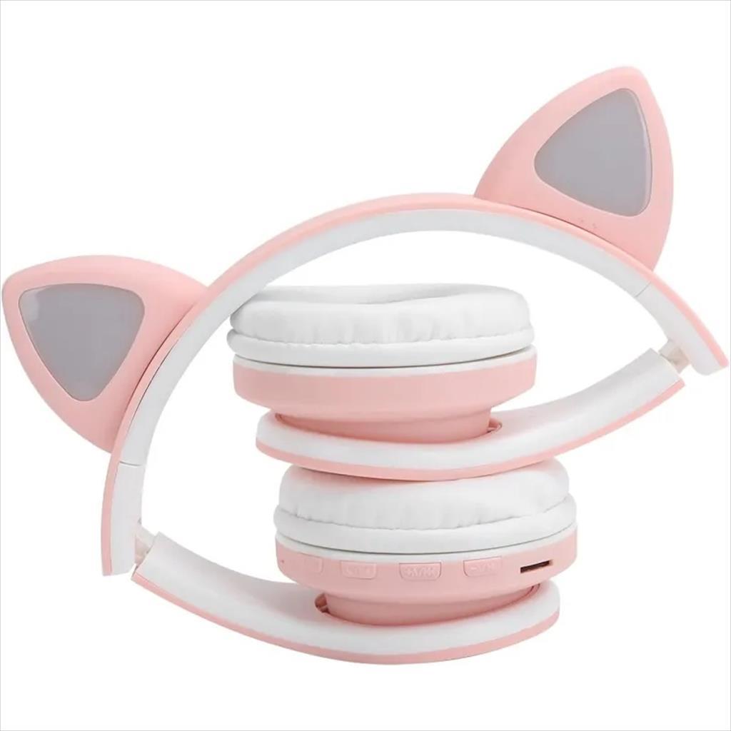HEADPHONES WIRED EXTRALINK KIDS CAT-EAR PRO, PINK, FOLDABLE, RGB - Image 3