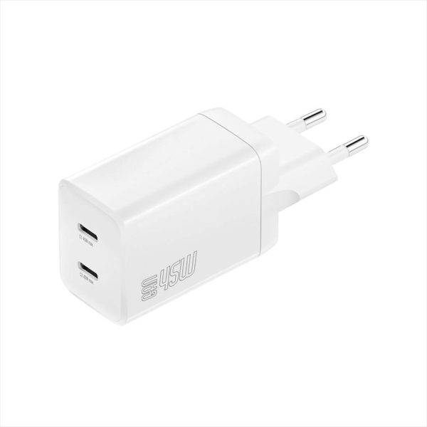 PHONE CHARGER 4SMARTS GaN PDPlug 2x Type-C 45W (no cable included), White, 540400
