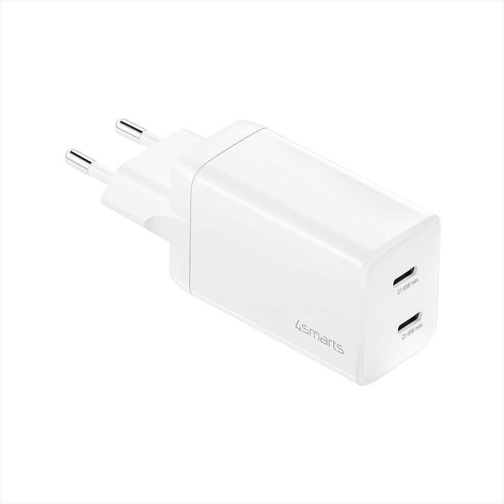 PHONE CHARGER 4SMARTS GaN PDPlug 2x Type-C 45W (no cable included), White, 540400 - Image 3