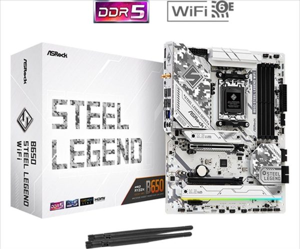 Mb am5 b650 steel legend asrock 4xddr5 7200mhz (o.c), hdmi, dp, pci-ex16 5.0, 1xpci-ex16 3.0, m.2 pcie 5.0, 2xm.2 4.0, 4xsataiii, wi-fi 6e, bt