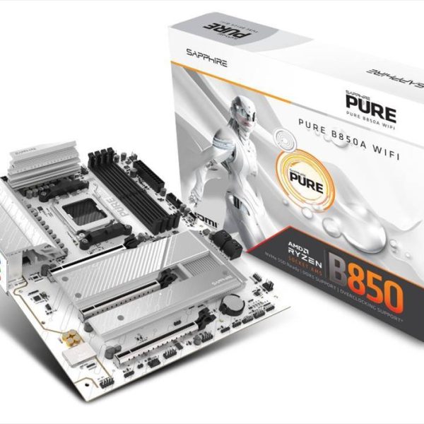 MB AM5 B850A PURE WHITE WIFI7 SAPPHIRE 4xDDR5 8000Mhz (O.C), DP, HDMI, PCI-Ex16 5.0, PCI-Ex4 4.0, PCI-Ex2 4.0, 3xM.2, 4xSATA3, 2.5GbE, Wi-Fi 7, BT 5.4, 52123-11-40G
