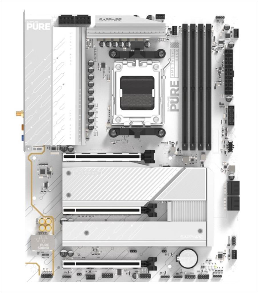 MB AM5 B850A PURE WHITE WIFI7 SAPPHIRE 4xDDR5 8000Mhz (O.C), DP, HDMI, PCI-Ex16 5.0, PCI-Ex4 4.0, PCI-Ex2 4.0, 3xM.2, 4xSATA3, 2.5GbE, Wi-Fi 7, BT 5.4, 52123-11-40G - Image 2