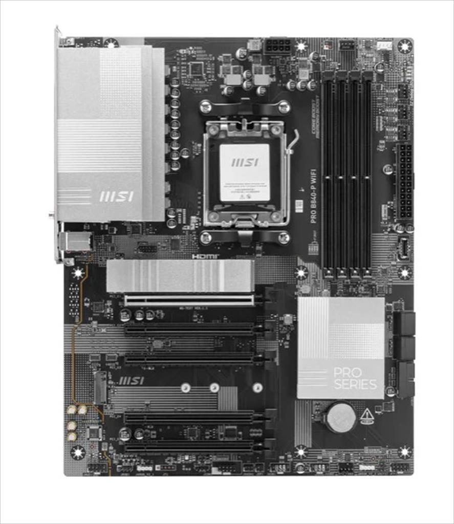 MB AM5 B840-P WIFI PRO WIFI7 MSI 4xDDR5 8000Mhz (O.C), HDMI, 1x PCI-Ex16 4.0,1x PCI-Ex4 3.0, x 3xPCI-Ex1 3.0, 2xM.2,4xSATA3, 2.5G LAN, Wi-Fi 7,BT 5.4, 7E57-001R - Image 2