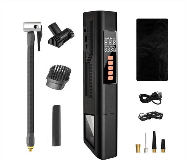 Ce smart car vacuum cleaner extralink with 2-in-1 compressor 12v usb, black
