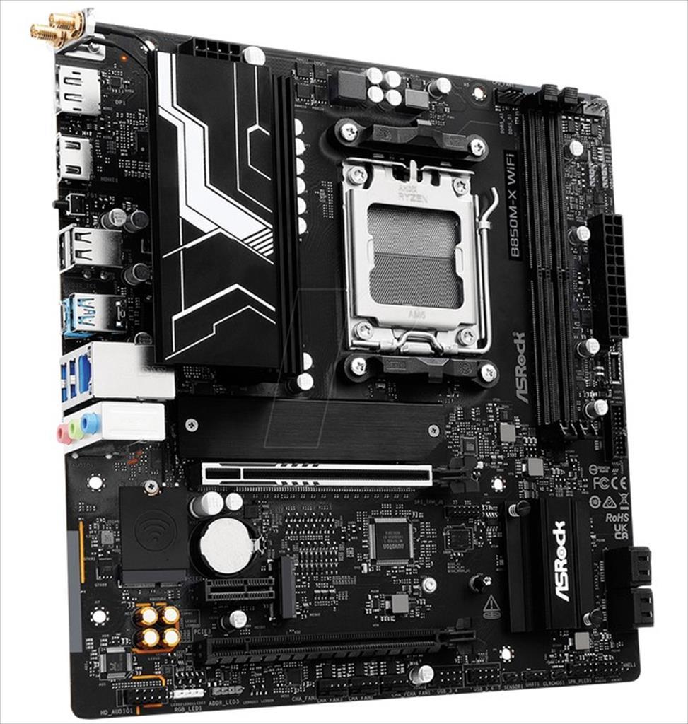 MB AM5 B850M-X Wifi R2.0 ASROCK 2xDDR5 8200Mhz (O.C), HDMI, DP, PCI-Ex16 5.0, 1xPCI-Ex4 4.0, 1xPCI-Ex1 4.0, 2x M.2 , 4xSATAIII, 2.5G LAN, WIFI6E, BT 5.2, 90-MXBSH0-A0UAYZ - Image 2