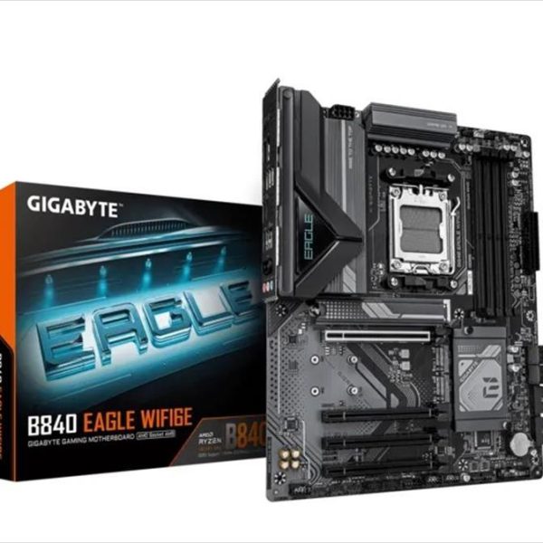 MB AM5 B840 EAGLE WIFI6E GIGABYTE 4xDDR5 8200Mhz (O.C), HDMI, DP, 1x PCI-Ex16 4.0,2x PCI-Ex4 3.0,1x PCI-Ex1 3.0 3xM.2,4xSATA3, 2.5G LAN, Wi-Fi 6E,BT 5.3