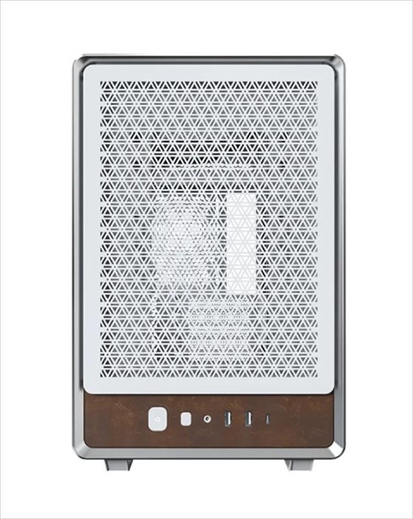 CASE MONTECH mATX HERITAGE w/ Tempered glass & Eco leather Finish, White - Image 2