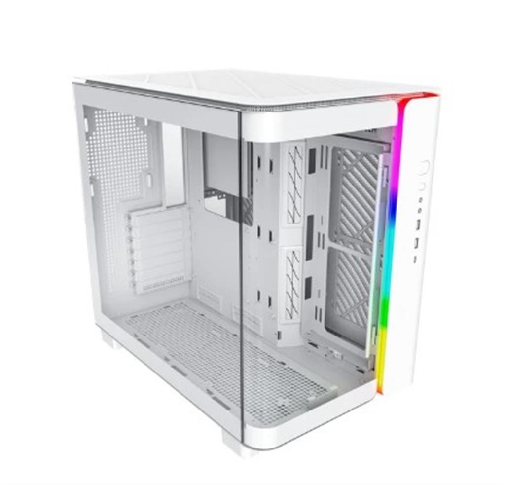 CASE MONTECH ATX Mid-Tower KING 95, x2 Tempered glass (one curved) + mesh Option, with ARGB Stripe, White, KING95W - Image 2