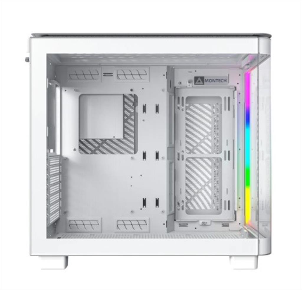 CASE MONTECH ATX Mid-Tower KING 95, x2 Tempered glass (one curved) + mesh Option, with ARGB Stripe, White, KING95W - Image 3