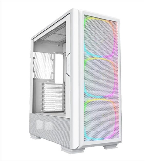 Case montech atx sky two gx argb w/tempered glass, 3x140mm argb ax140 pwm fans, white, skytwogxw