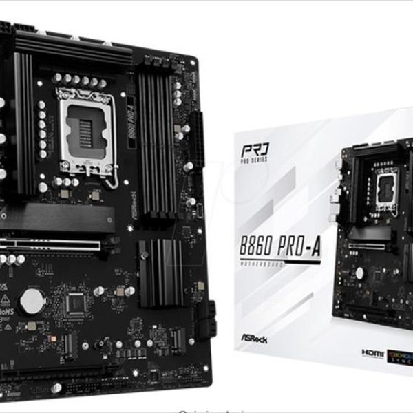 MB 1851 B860 PRO-A ASROCK, 4xDDR5 8666MHz(OC), PCIex16 5.0, PCIex4 4.0, 3xM.2, 4xSATAIII, HDMI, DP, 2.5G LAN, 90-MXBRN0-A0UAYZ