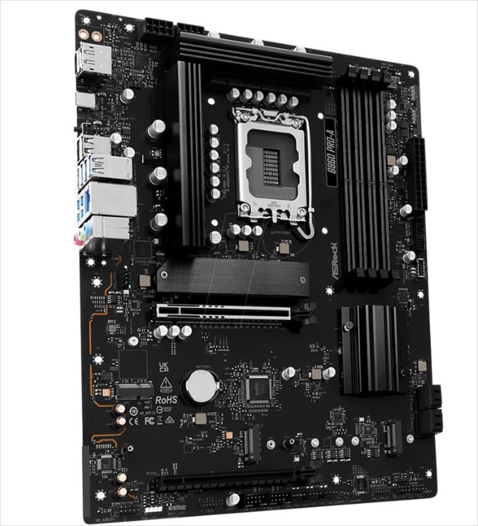 MB 1851 B860 PRO-A ASROCK, 4xDDR5 8666MHz(OC), PCIex16 5.0, PCIex4 4.0, 3xM.2, 4xSATAIII, HDMI, DP, 2.5G LAN, 90-MXBRN0-A0UAYZ - Image 2