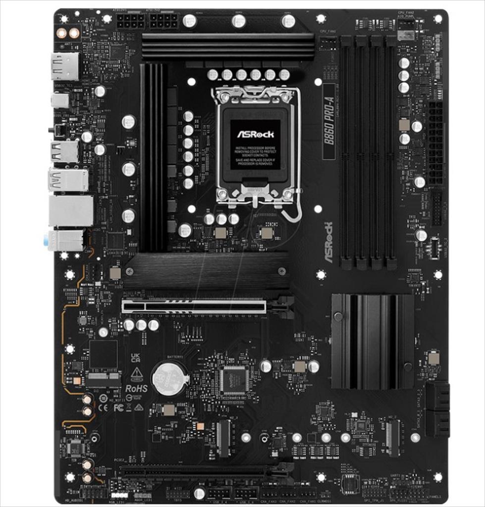 MB 1851 B860 PRO-A ASROCK, 4xDDR5 8666MHz(OC), PCIex16 5.0, PCIex4 4.0, 3xM.2, 4xSATAIII, HDMI, DP, 2.5G LAN, 90-MXBRN0-A0UAYZ - Image 3