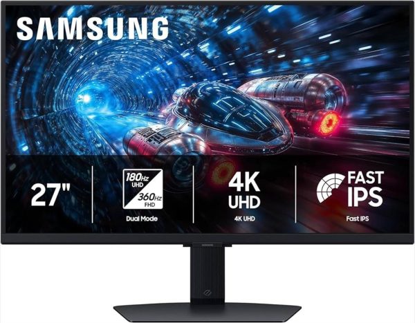 Monitor 27" samsung odyssey g7 g70f dual mode (3840x2160/180hz) (1920x1080/360hz) , dp , 2xhdmi, 16:9 fast ips, g-sync compatible, black, ls27fg702euxen