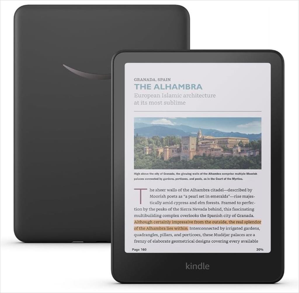 TABLET AMAZON KINDLE COLORSOFT SIGNATURE EDITION (2024) 7" 16GB, 150 ppi color, IPX8 rated, Wireless charging, Metallic Black, SA58CB