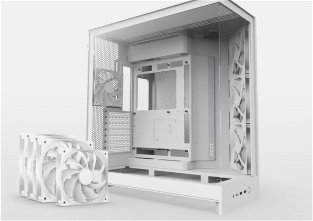 CASE NZXT ATX Mid-Tower H9 FLOW (2025) w/2xWINDOWS + Top MESH, 3x F140Q (CV) fans,F120Q (CV) fan, USB-C 3.2, 2xUSB-A 3.2, White CM-H92FW-01 - Image 2