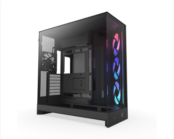 Case nzxt atx mid-tower h9 flow rgb (2025) w/2xwindows + top mesh, f420 rgb core single-frame fan,f120q (cv) fan, usb-c 3.2, 2xusb-a 3.2, black cm-h92fb-r1