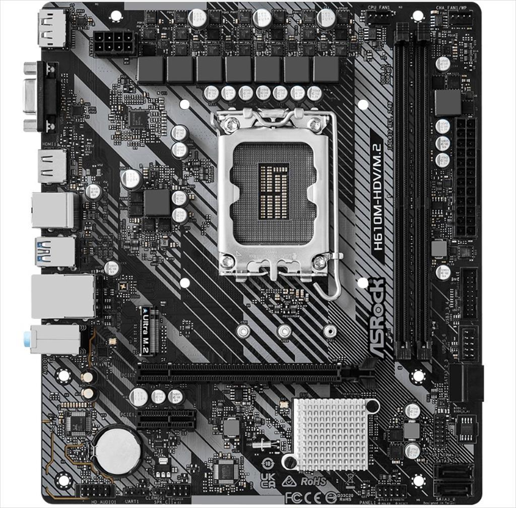 MB 1700 H610M-HDV/M.2 R2.0 ASROCK, 2xDDR4 3200MHz, M.2, VGA,HDMI, DP PCIex16 4.0, 1xPCIex1 3.0, 4xSATAIII, 2xUSB3.2Gen1, Gigabit LAN - Image 2