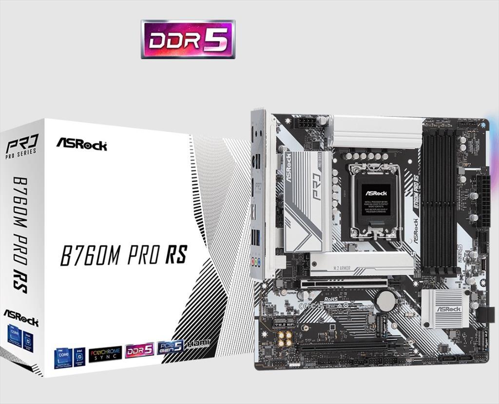 MB 1700 B760M PRO RS ASROCK DDR5, 4xDDR5 7200MHz(OC), 3xM.2, HDMI, DP, PCIex16 5.0, PCIex4 3.0, 4xSATAIII,2.5Gb LAN - Image 4