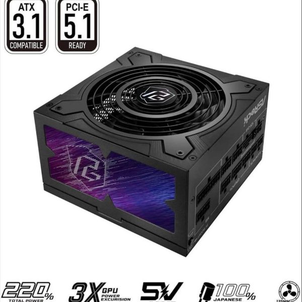 PSU 1000W ASROCK Phantom Gaming 80+ GOLD ATX 3.1& PCIe5.1,FULL-MODULAR, PG-1000G