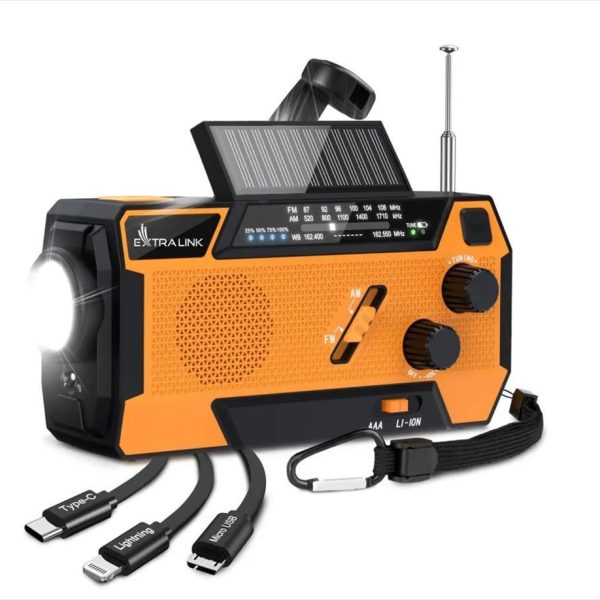 RADIO EXTRALINK SR-4000 SOLAR w/hand crank/dynamo, powerbank & SOS flashlight