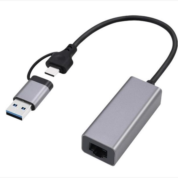 NET LAN USB TYPE-C/USB 3.2 10/100/1000 CABLEXPERT, Grey, A-USB3AC-LAN-01