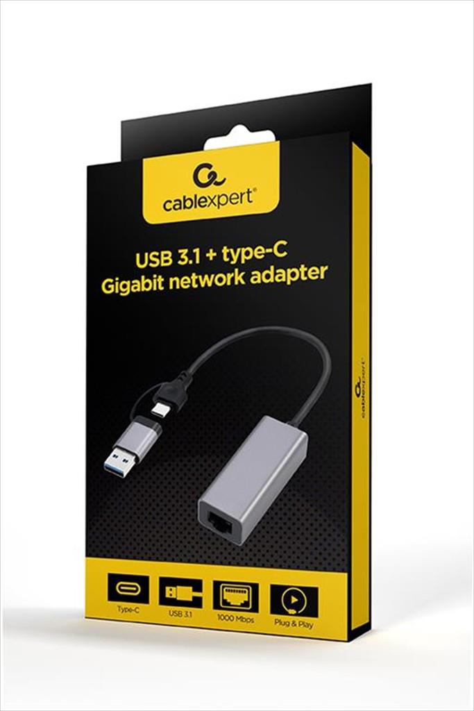 NET LAN USB TYPE-C/USB 3.2 10/100/1000 CABLEXPERT, Grey, A-USB3AC-LAN-01 - Image 2