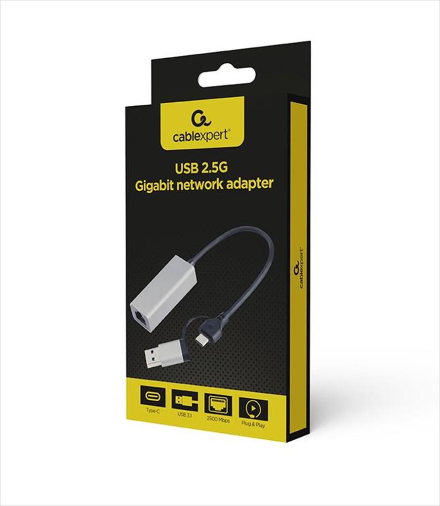 NET LAN USB TYPE-C/USB 3.2 2.5G CABLEXPERT, Grey, A-USB3AC-LAN2G-01 - Image 2