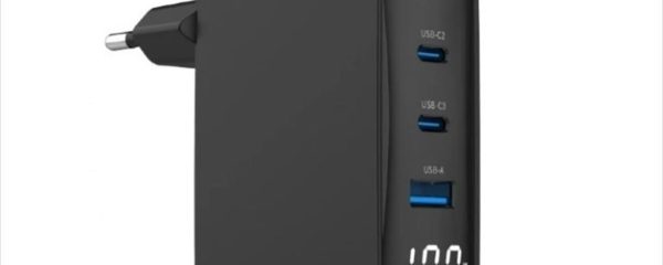 PHONE CHARGER FAST GEMBIRD 4-PORT (USB-A/3xUSB-C) GaN 100W w/LCD, TA-UC-PDQC100LCD-01-BK
