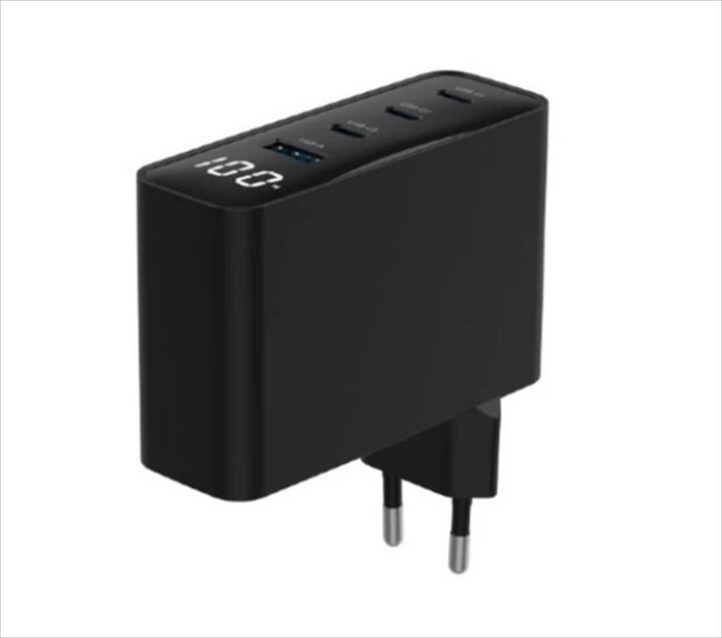 PHONE CHARGER FAST GEMBIRD 4-PORT (USB-A/3xUSB-C) GaN 100W w/LCD, TA-UC-PDQC100LCD-01-BK - Image 3