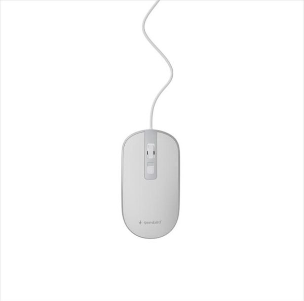 Mouse wired usb gembird, 1200dpi, white/silver, mus-4b-06-ws