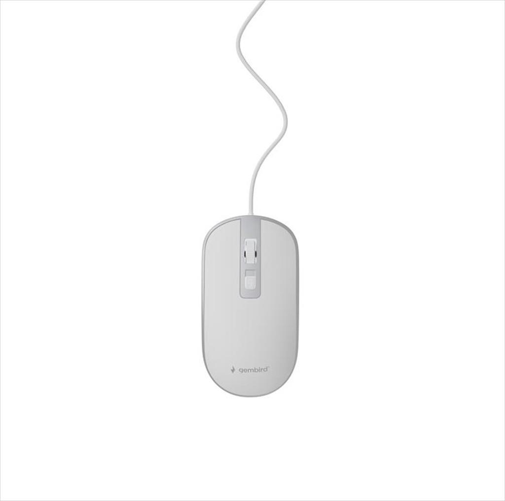 MOUSE WIRED USB GEMBIRD, 1200DPI, white/silver, MUS-4B-06-WS