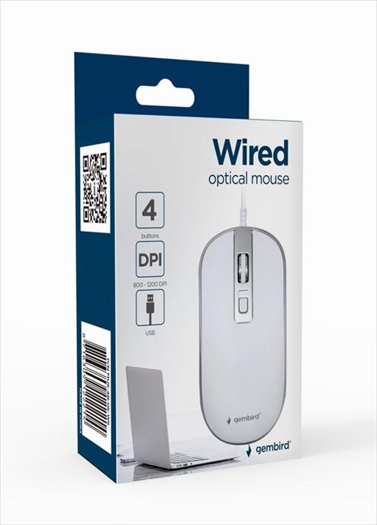 MOUSE WIRED USB GEMBIRD, 1200DPI, white/silver, MUS-4B-06-WS - Image 2