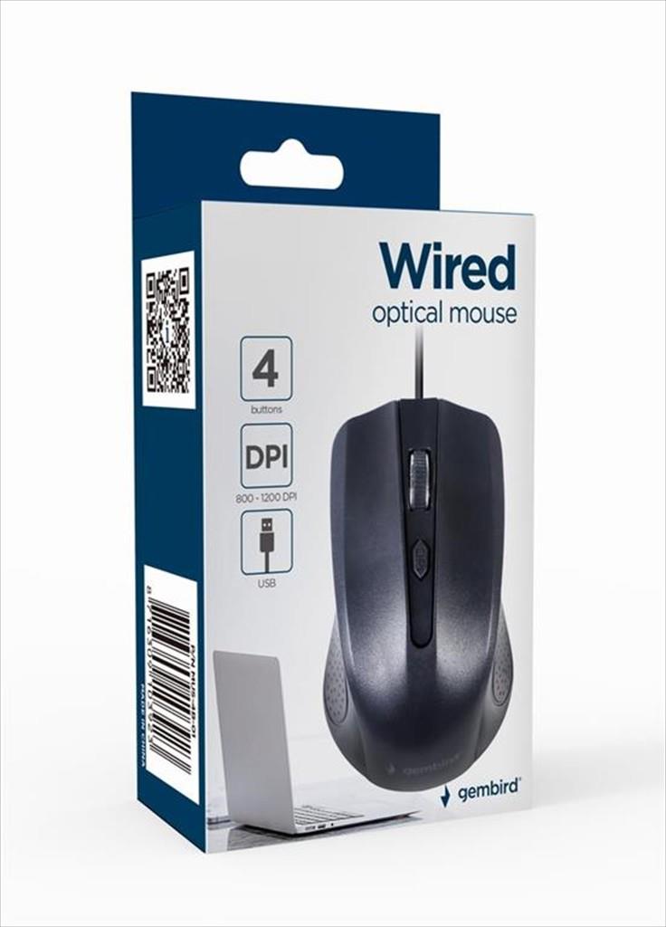 MOUSE WIRED USB GEMBIRD, 1200DPI, black ,MUS-4B-01 - Image 2